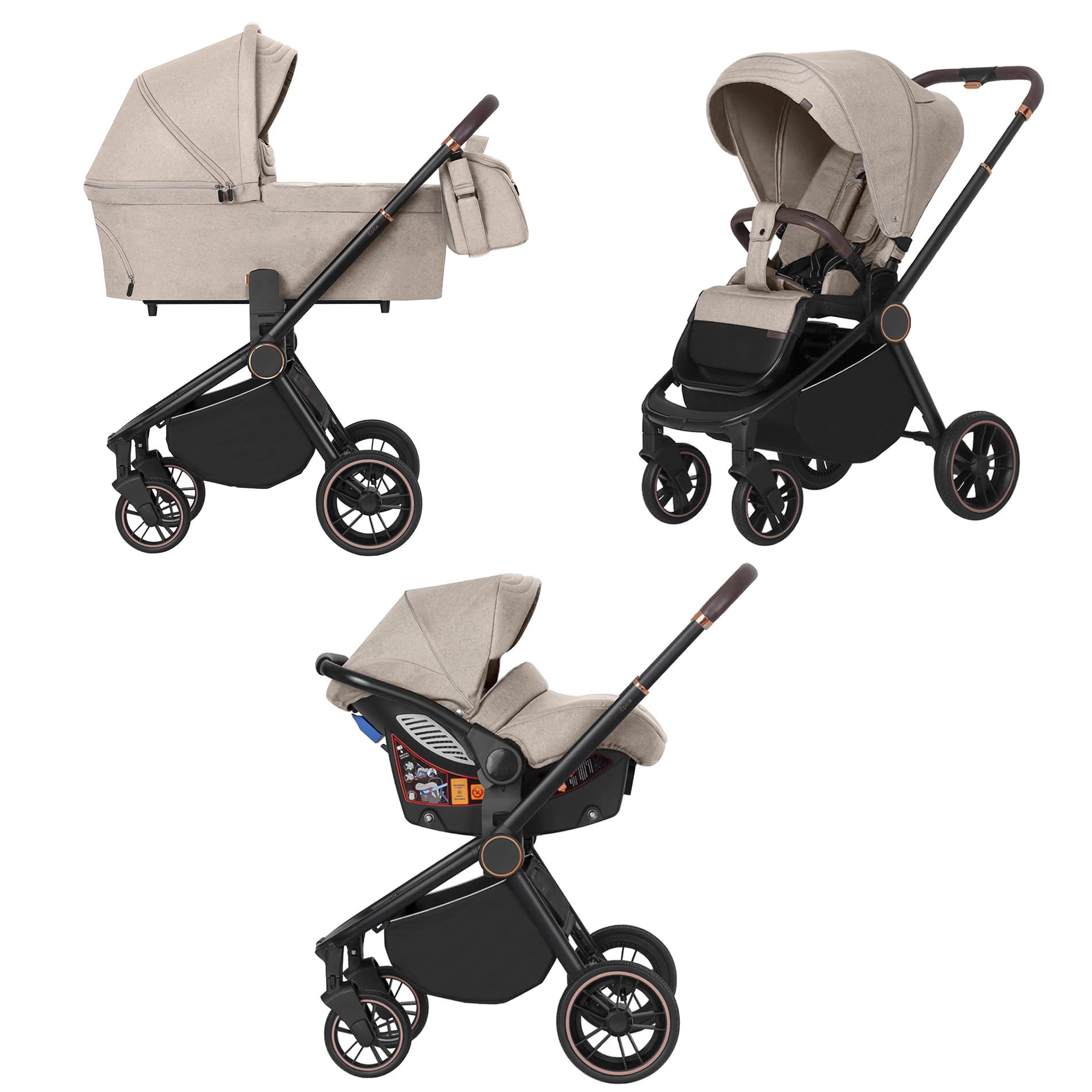 Коляска універсальна CARRELLO Epica CRL-8511 (3в1) Almond Beige (Каррелло Епіка)
